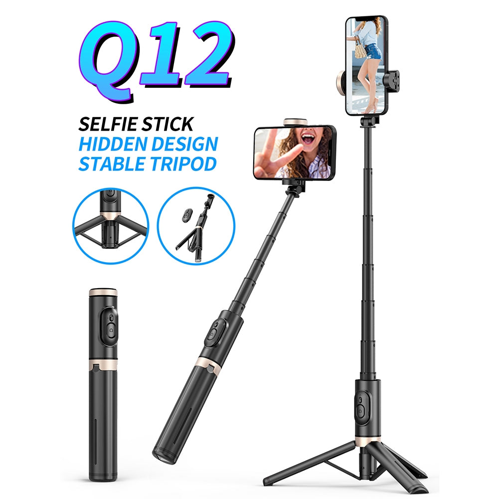 Q12 Mobile Phone Bluetooth Selfie Stick Tripod Portable Multi-functional Live Broadcast Bracket pink