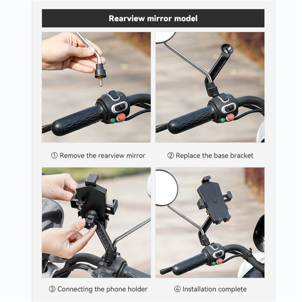 Motorcycle Phone Mount Quick Release Anti Shake Bike Phone Holder For 4-7 Inch Smartphone 360 Degree Rotation blue mirror