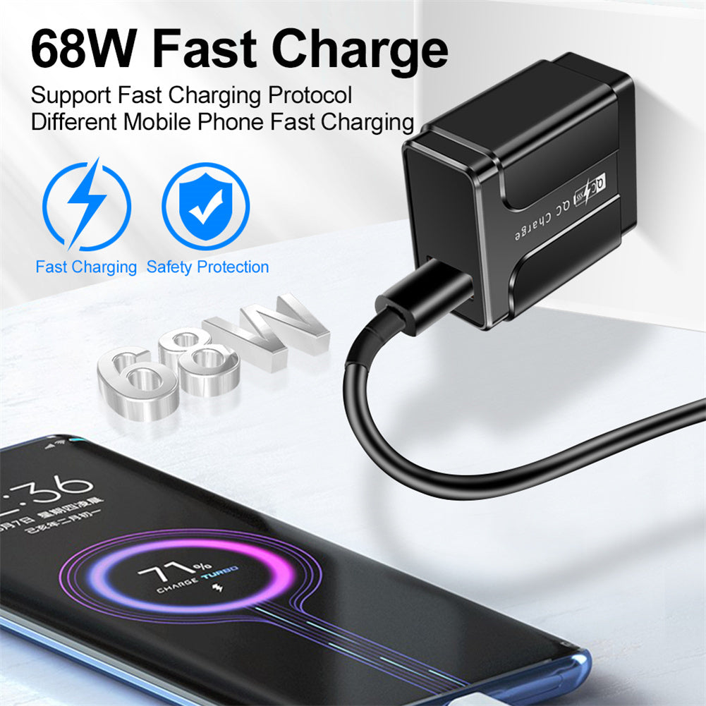 USB Charger Block Phone Charger One Port 68W USB 3.0 Power Adapter Smart Phone Wall Charger Block Cube black American gauge