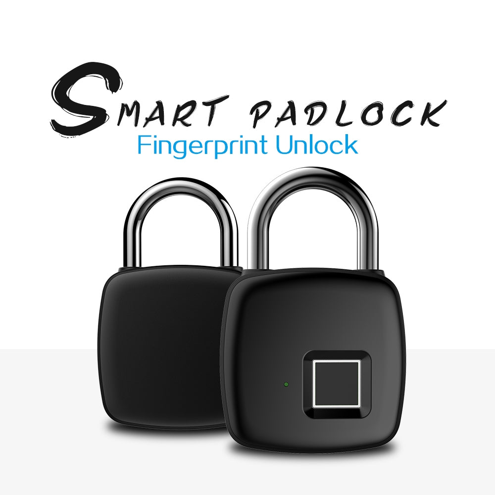 P30 Fingerprint Padlock Smart Keyless One Touch Open Biometric Lock Portable USB Rechargeable Locker Lock Black