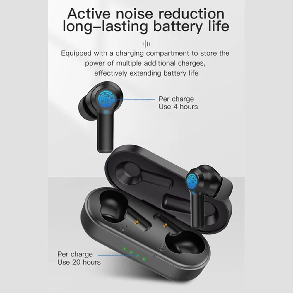 W20 Wireless Earbuds Sport Headphones 3 - 5H Playtime Ear Buds With Charging Case Earphones In-Ear Earbu For Computer Laptop black