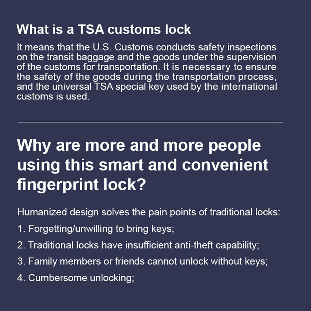 Tsa P16 Fingerprint Padlock Biometric Metal Keyless Thumbprint Lock with USB Charging Black