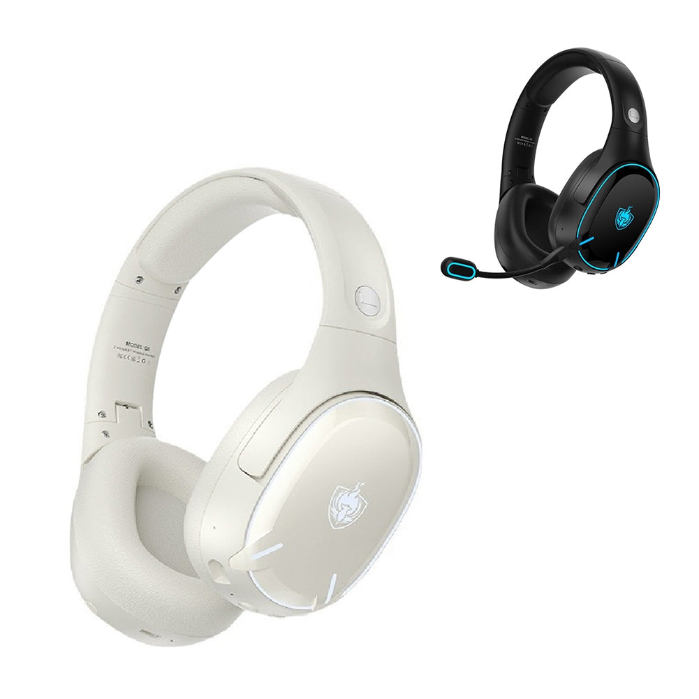 Q6S Gaming Headphones with Detachable Mic Lighting HIFI Triple Frequency Sound Headphones White