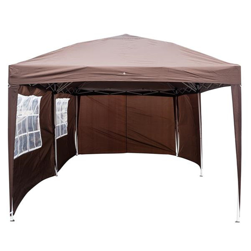 US 1 Set 210d Silver Oxford Cloth Steel Lt-3x6m 4 Sides Dark Coffee Color 2 Windows Right-angle Foldable  Shed dark brown