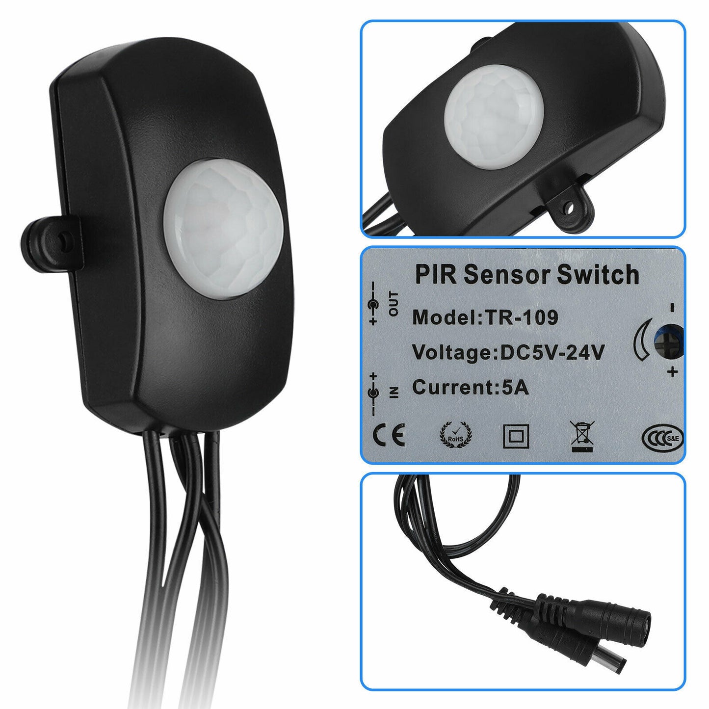 5-24v Auto On Off Detector Infrared PIR Motion Sensor Switch Black