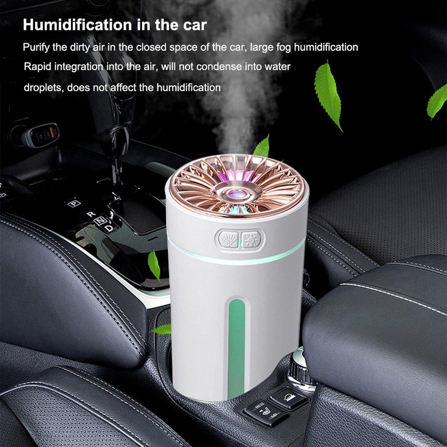 Portable Ultrasonic Mini Humidifier With 300ml Water Tank Usb Car Air Freshener Aroma Diffuser With Colorful Led Night Light black