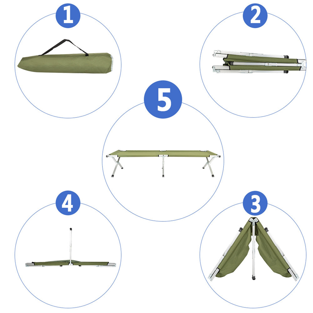 US Portable Folding Camping Cot with Carrying Bag Camping Bed Army Green