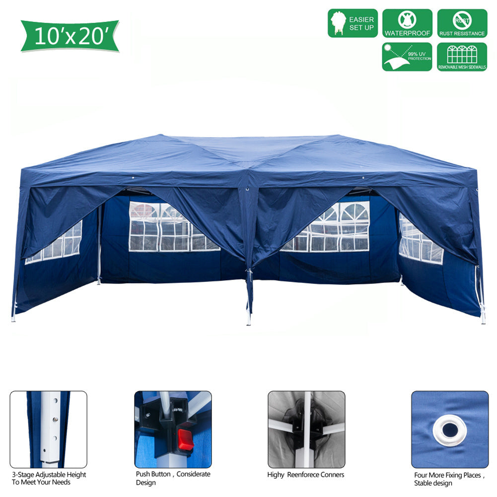 US 4 Window Waterproof Folding Tent Sunscreen Windproof Tents 3x6m Blue