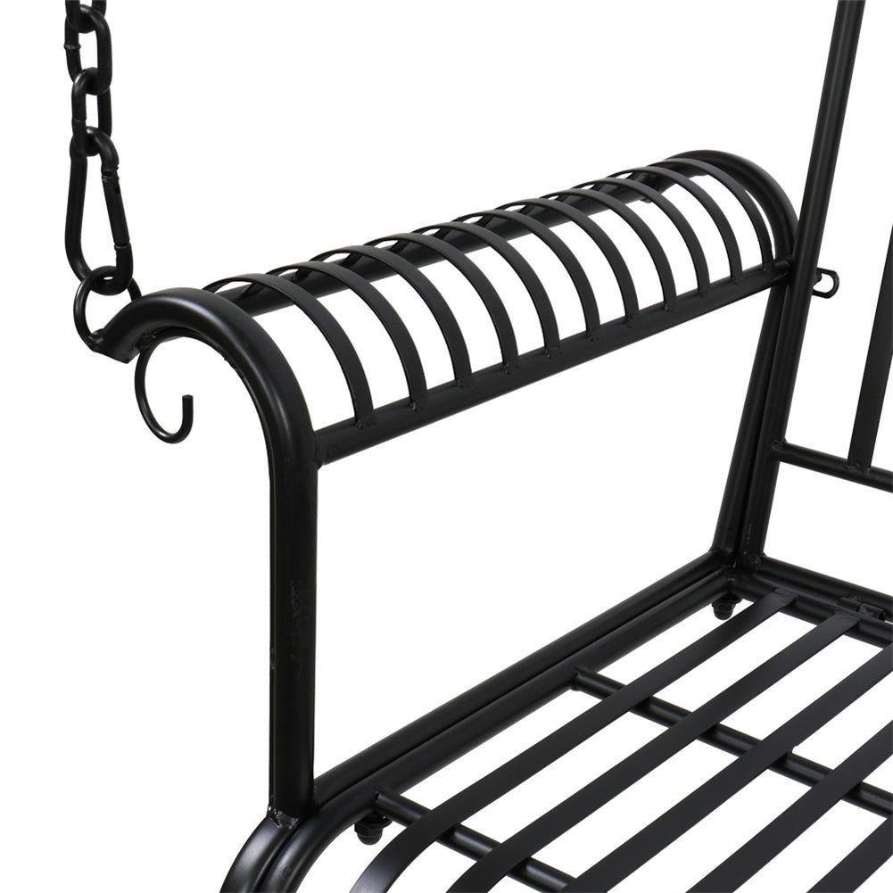 US Outdoor Garden Iron Wire Double Swing Chair Rust Resistant Hanging Swing Black