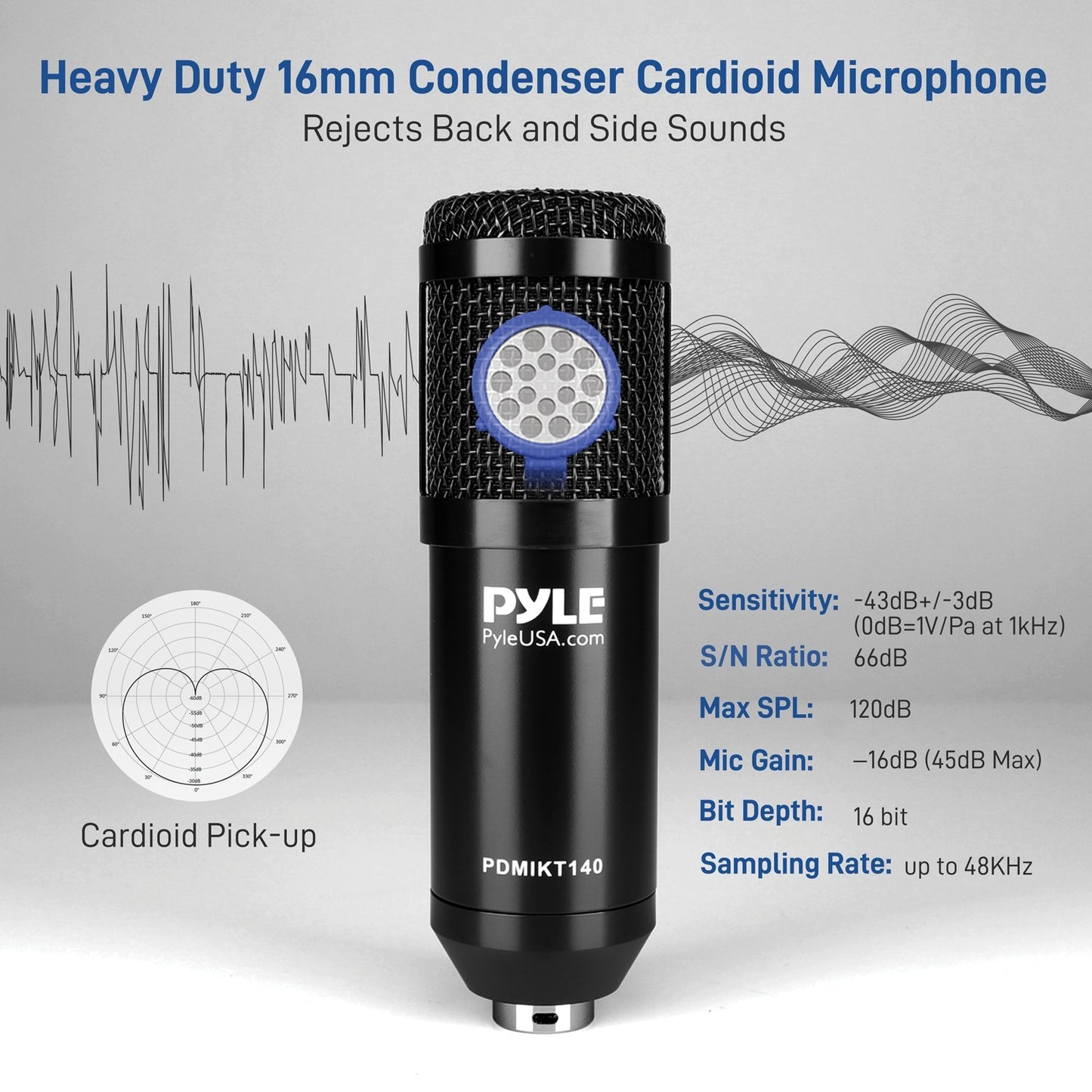 Pyle PDMIKT140 Desktop USB Podcast Microphone Kit