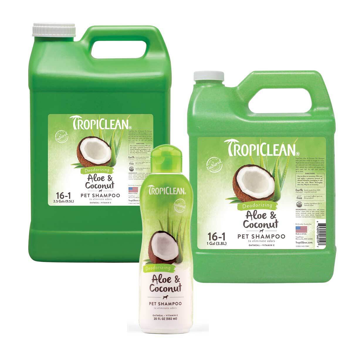 Tropiclean Deodorizing Aloe & Coconut Shampoo 16:1 2 and a Half Gallon