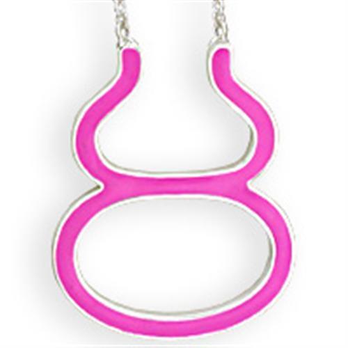 SNK05PINK - Silver Brass Chain Pendant with Epoxy  in Rose