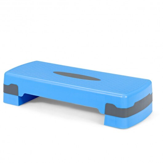 26 Inch Height Adjustable Aerobic Exercise Step Deck with Non-Slip Surface-Blue