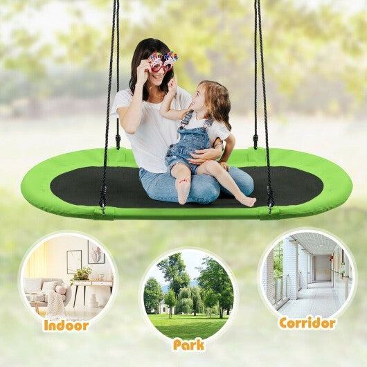 60 Inch Saucer Surf Outdoor Adjustable Swing Set-Green - Color: Green