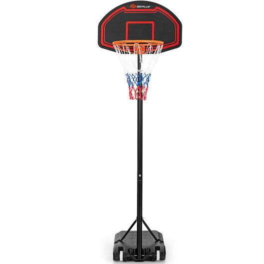 Adjustable Kids' Basketball Hoop Stand with Durable Net and Wheel - Color: Black