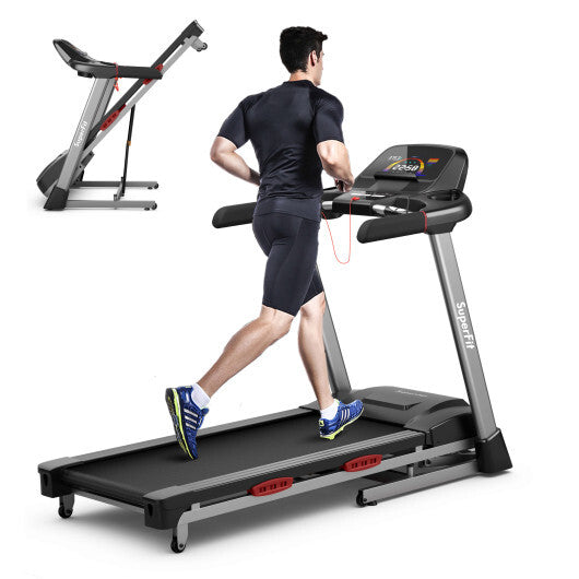 4.75 HP Folding Treadmill with Auto Incline and 20 Preset Programs-Black - Color: Black - Size: 4-4.75 HP