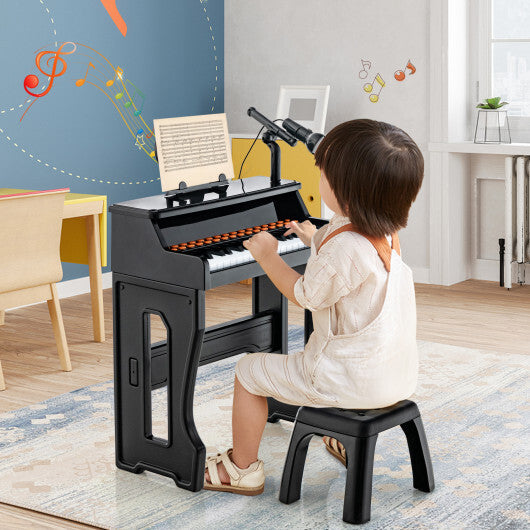 37 Keys Music Piano with Microphone Kids Piano Keyboard with Detachable Music Stand-Red