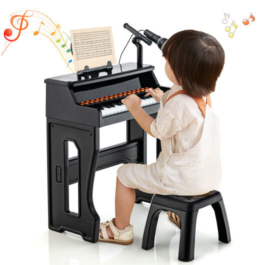 37 Keys Music Piano with Microphone Kids Piano Keyboard with Detachable Music Stand-Red