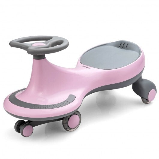 Wiggle Car Ride-on Toy with Flashing Wheels-Pink - Color: Pink