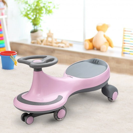 Wiggle Car Ride-on Toy with Flashing Wheels-Pink - Color: Pink