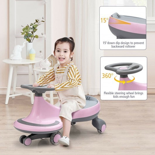 Wiggle Car Ride-on Toy with Flashing Wheels-Pink - Color: Pink