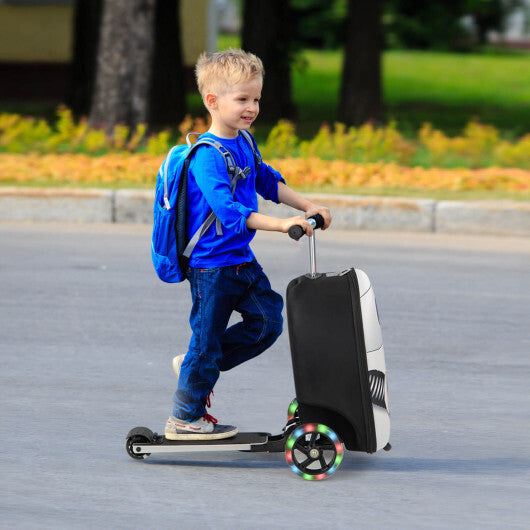 Hardshell Ride-on Suitcase Scooter with LED Flashing Wheels-White - Color: White