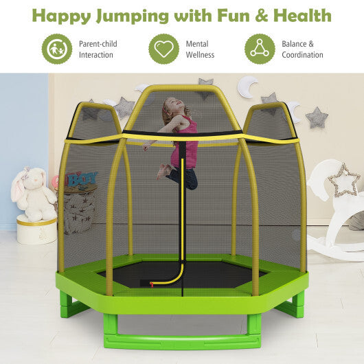 7 Feet Kids Recreational Bounce Jumper Trampoline-Yellow - Color: Yellow