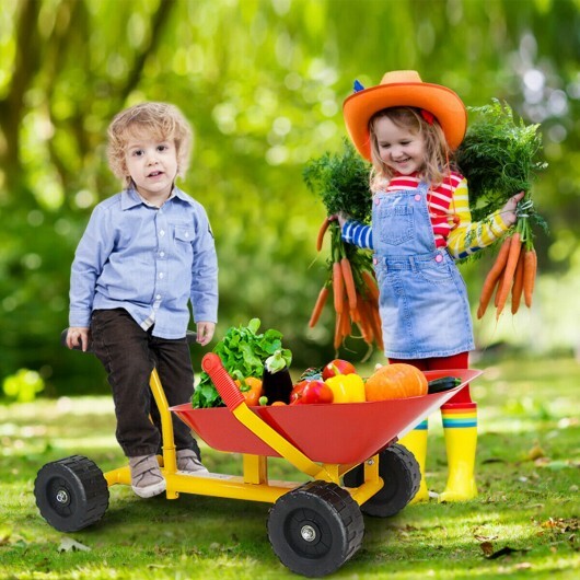 8" Heavy Duty Kids Ride-on Sand Dumper w/ 4 Wheels-Red - Color: Red