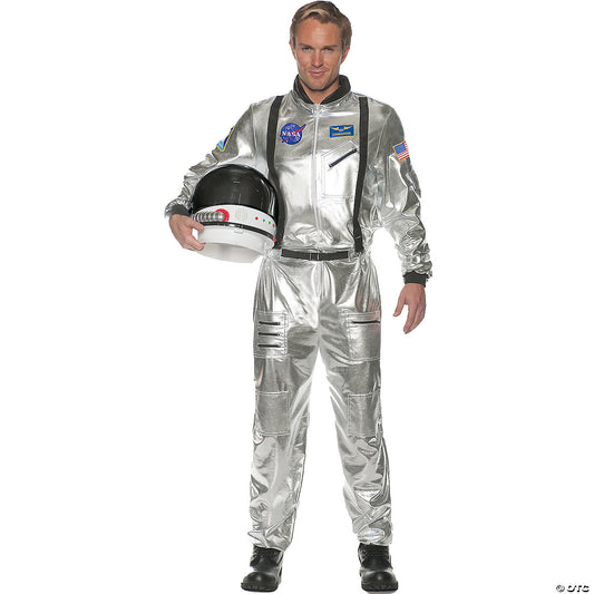 Men's silver astronaut costume-teen/sm