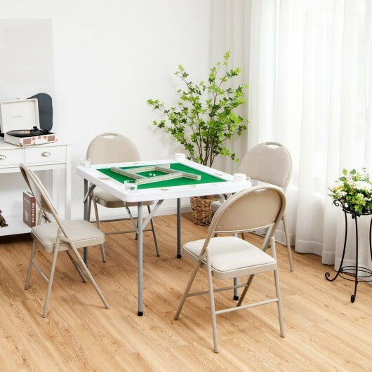 4-Player Mahjong Game Table with Iron Frame