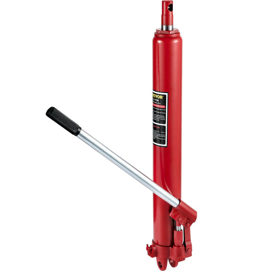 VEVOR Hydraulic Long Ram Jack, 3 Tons/6600 lbs Capacity, with Single Piston Pump and Clevis Base, Manual Cherry Picker w/Handle, for Garage/Shop Cranes, Engine Lift Hoist, Red