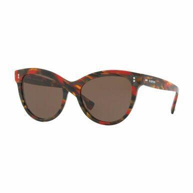 Valentino VA4013-5040/73 Striped Red Brown Cat Eye Brown Lens Women's Sunglasses