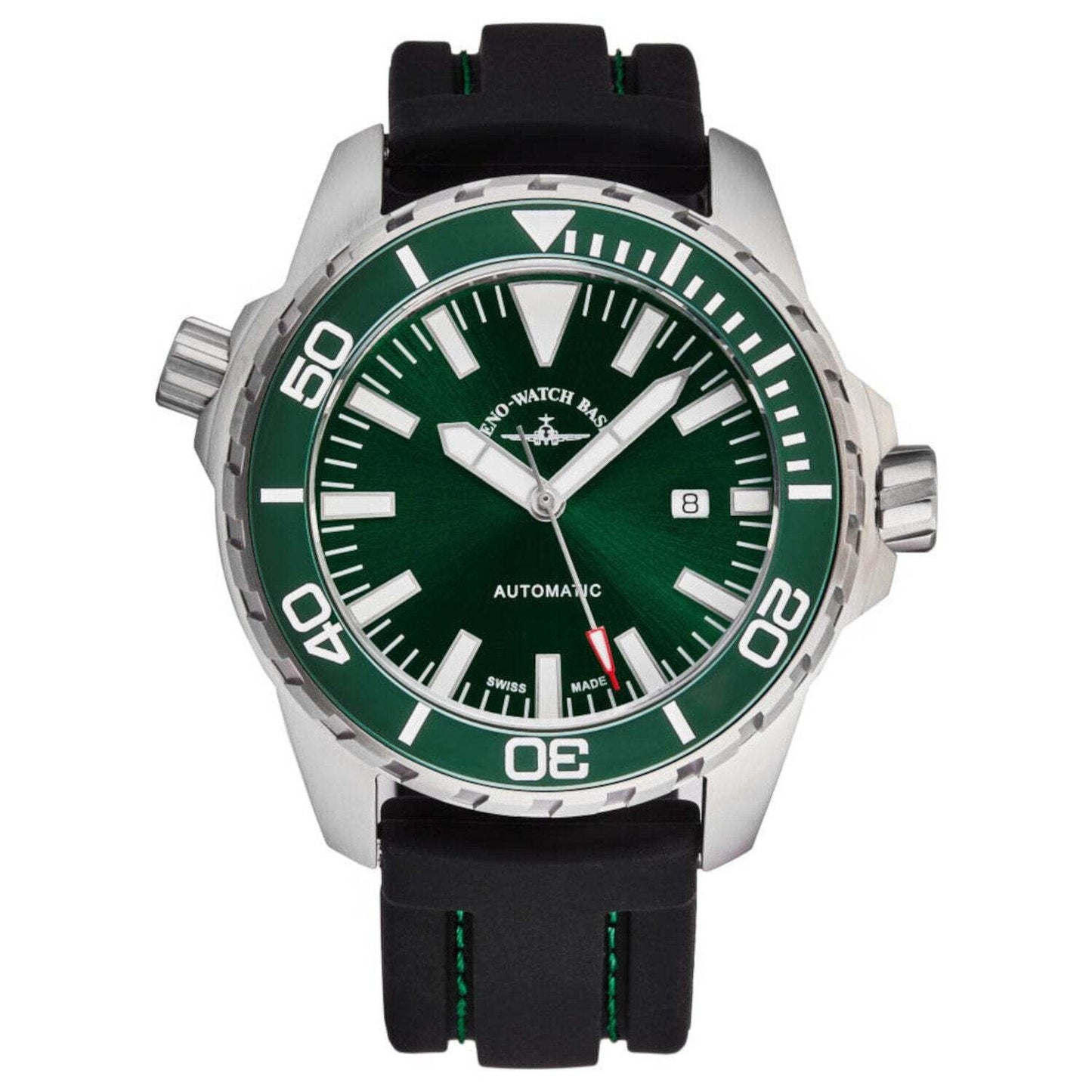 Zeno 6603-2824-A8 Men's 'Divers' Green Dial Black Rubber Strap Automatic Watch