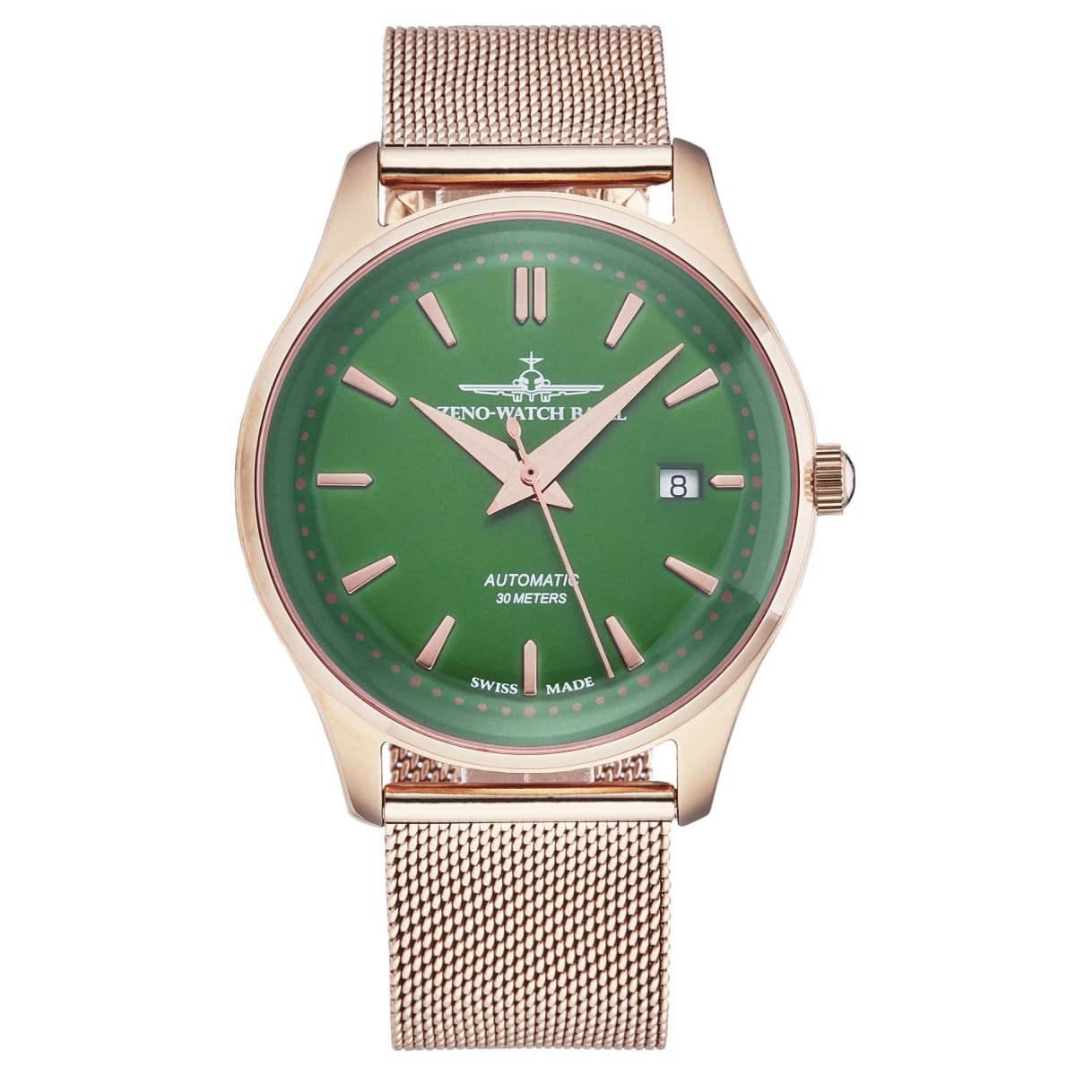 Zeno Men's 'Jules Classic' Limited Edition Green Dial Rose Gold Plated Bracelet Automatic Watch 4942-2824PGRG81